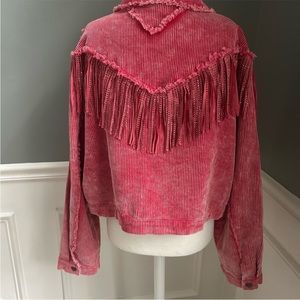 POL Corduroy rhinestone fringe western cropped jacket medium/large
